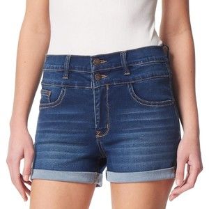 WallFlower Sassy Shorty Shorts Womens Juniors 7 28 Blue Insta Soft Cuffed NEW